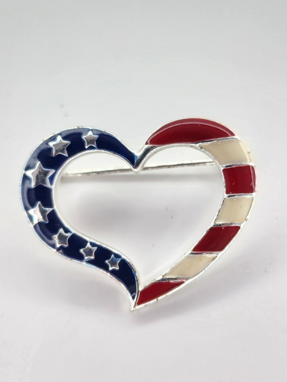 Vintage Avon Patriotic Heart Flag Brooch Pin
